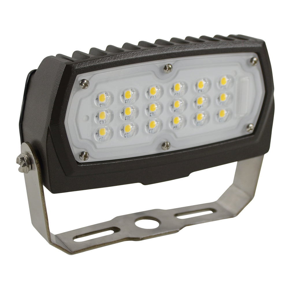 LED SMALL FLOOD 120-277V, 12W, 5000K, NON-DIMMABLE, BRONZE, YOKE MOUNT image 0