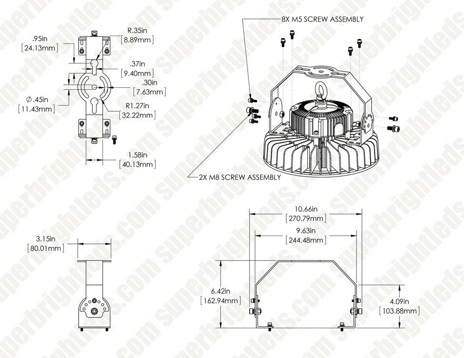 Adjustable U-Bracket for 100W-300W UFO LED High-Bay Lights image 7